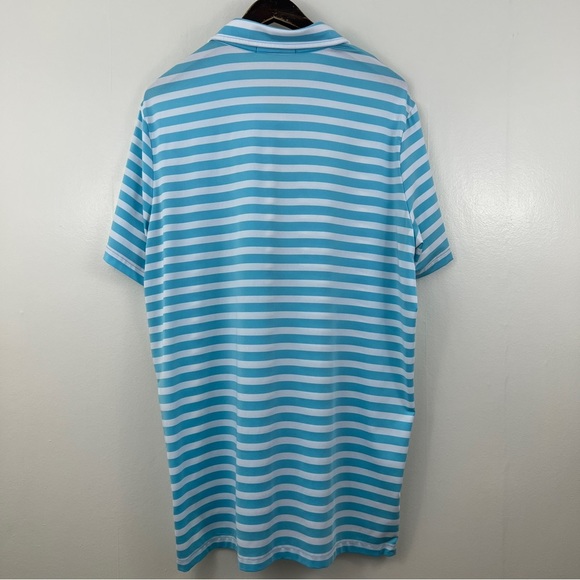 RLX Ralph Lauren Performance Striped Polo Blue White Lightweight Size Large - Picture 2 of 13